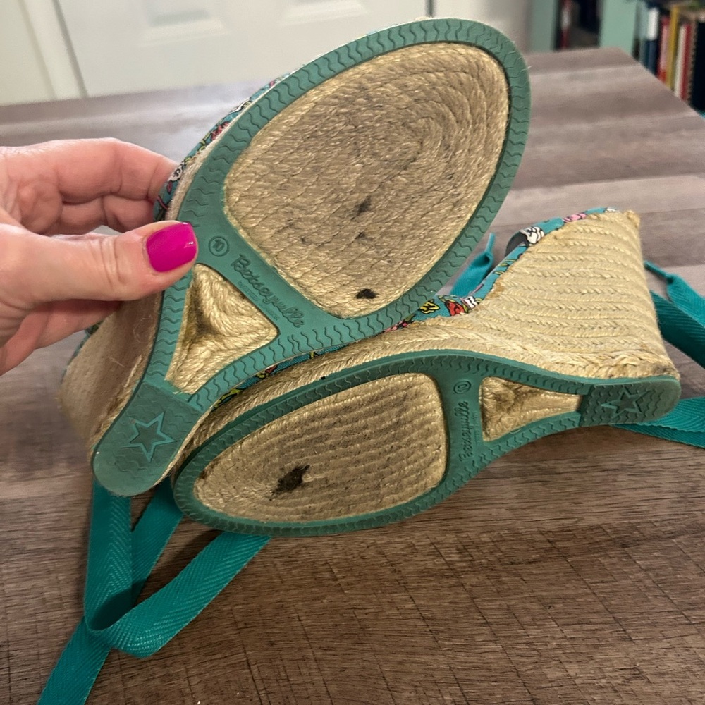 Betsey Johnson Teal Floral Espadrilles - Picture 6 of 7